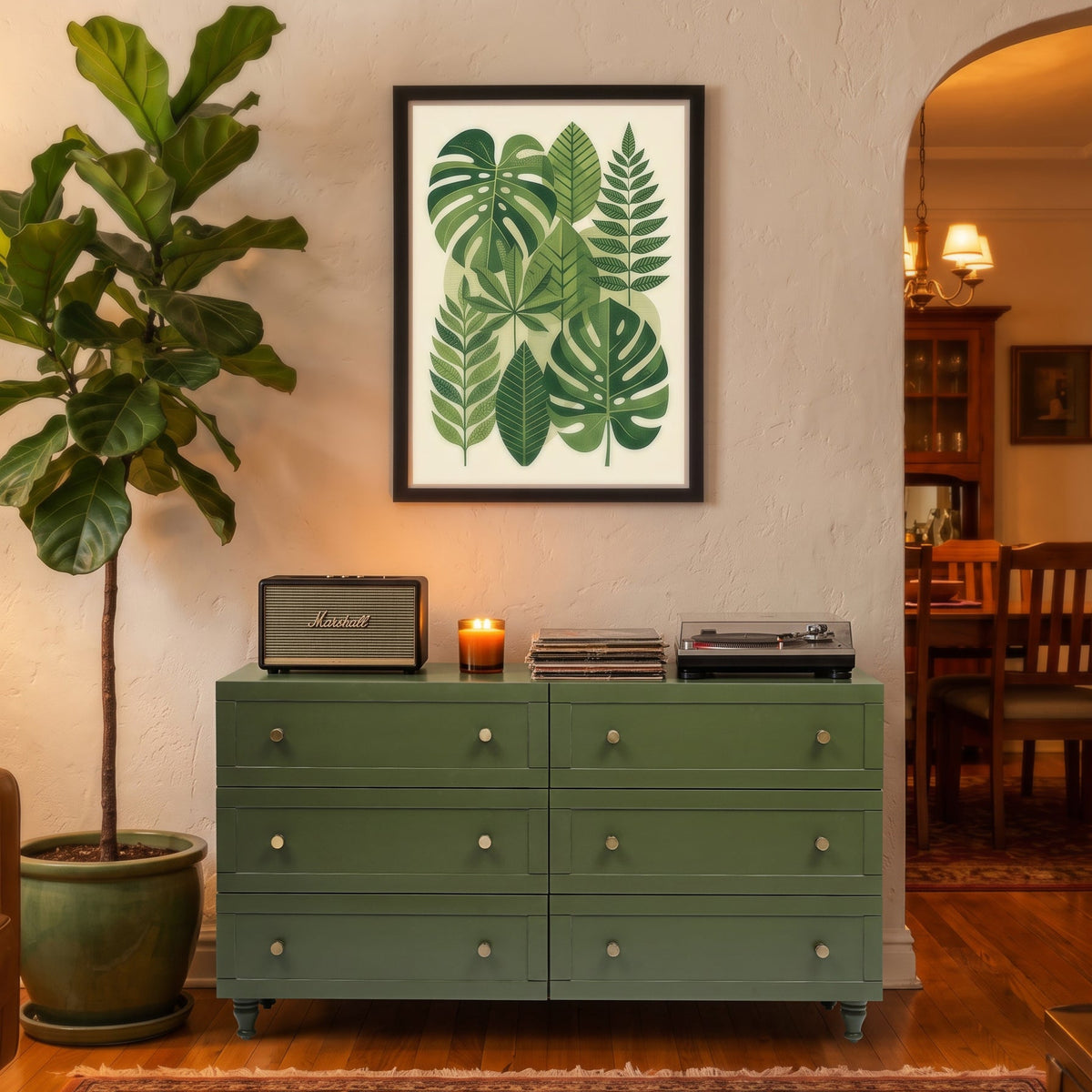 Forest Green Chest of Drawers